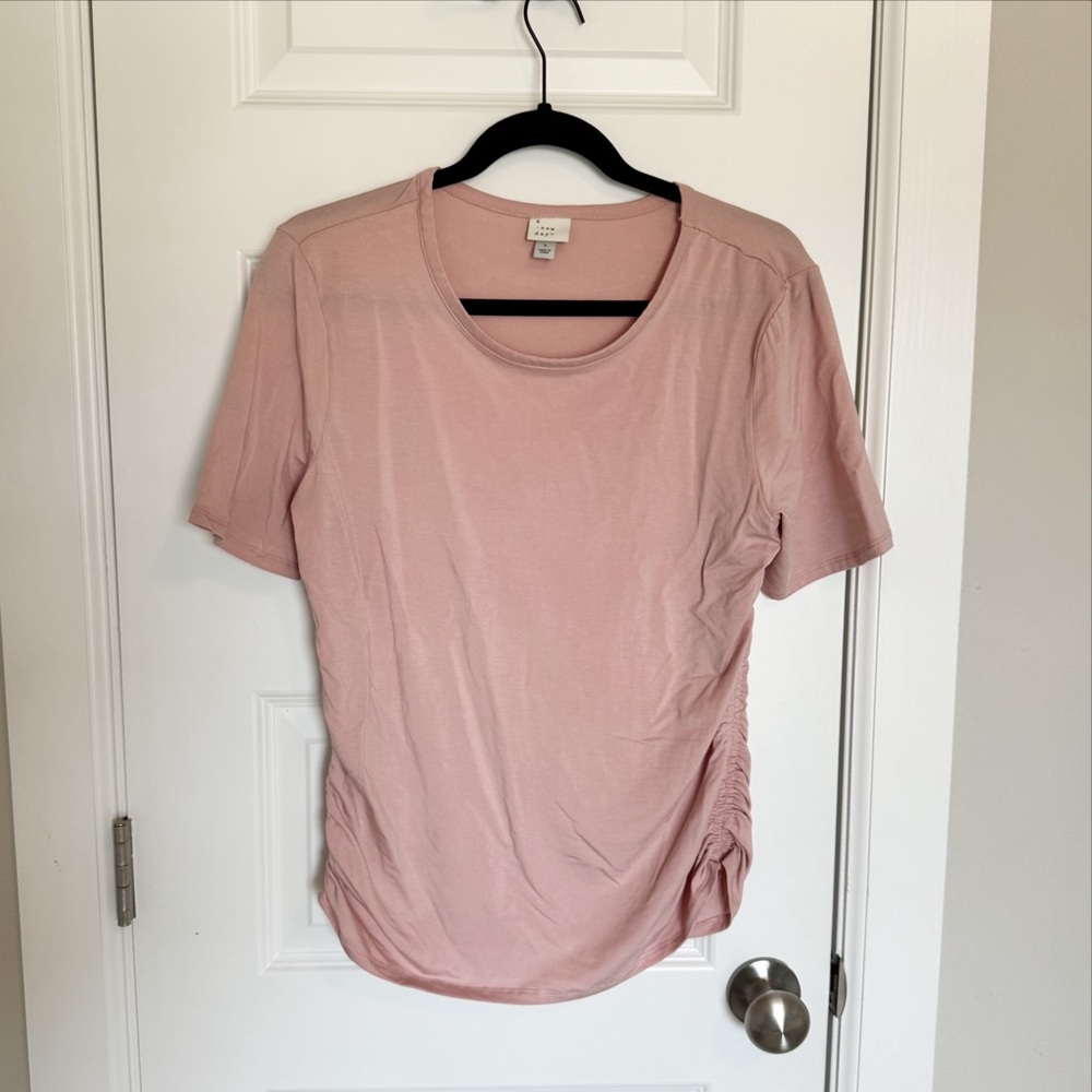 Ruched Blush Scoop Neck Top